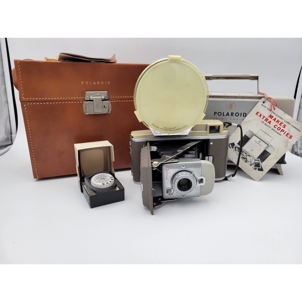 Vtg 1950s Polaroid Highlander Model 80 Land Camera Outfit w/ Print Copier, Case